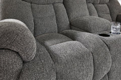 Foreside - Dbl Reclining Loveseat with Console - Charcoal