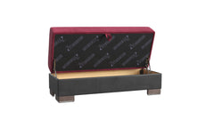 Ottomanson Armada - Upholstered Ottoman With Storage - Burgundy/Black PU Microfiber