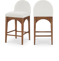 Waldorf - Chenille Stool With Brown Legs