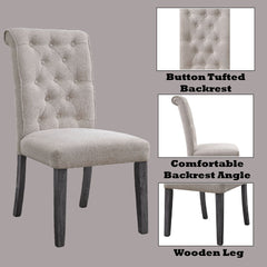 Yabeina - Side Chair (Set of 2) - Beige Linen & Gray