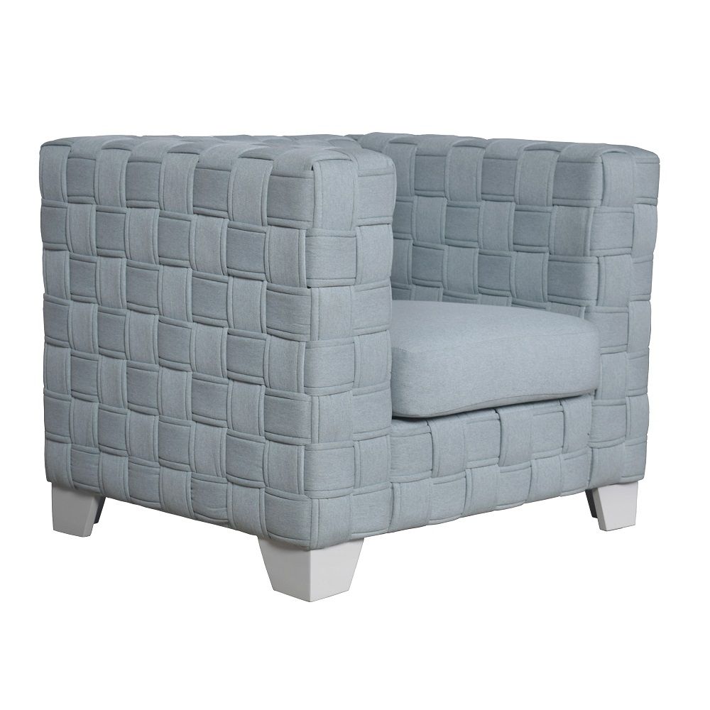 Saree - Chair - Light Teal Chenille & White