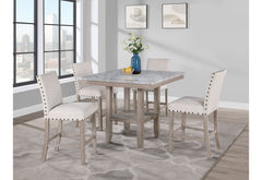 D4010 - 5 Piece Dining Room Set (D4010 Table And Four D1622 Bar Stools) - Natural / White
