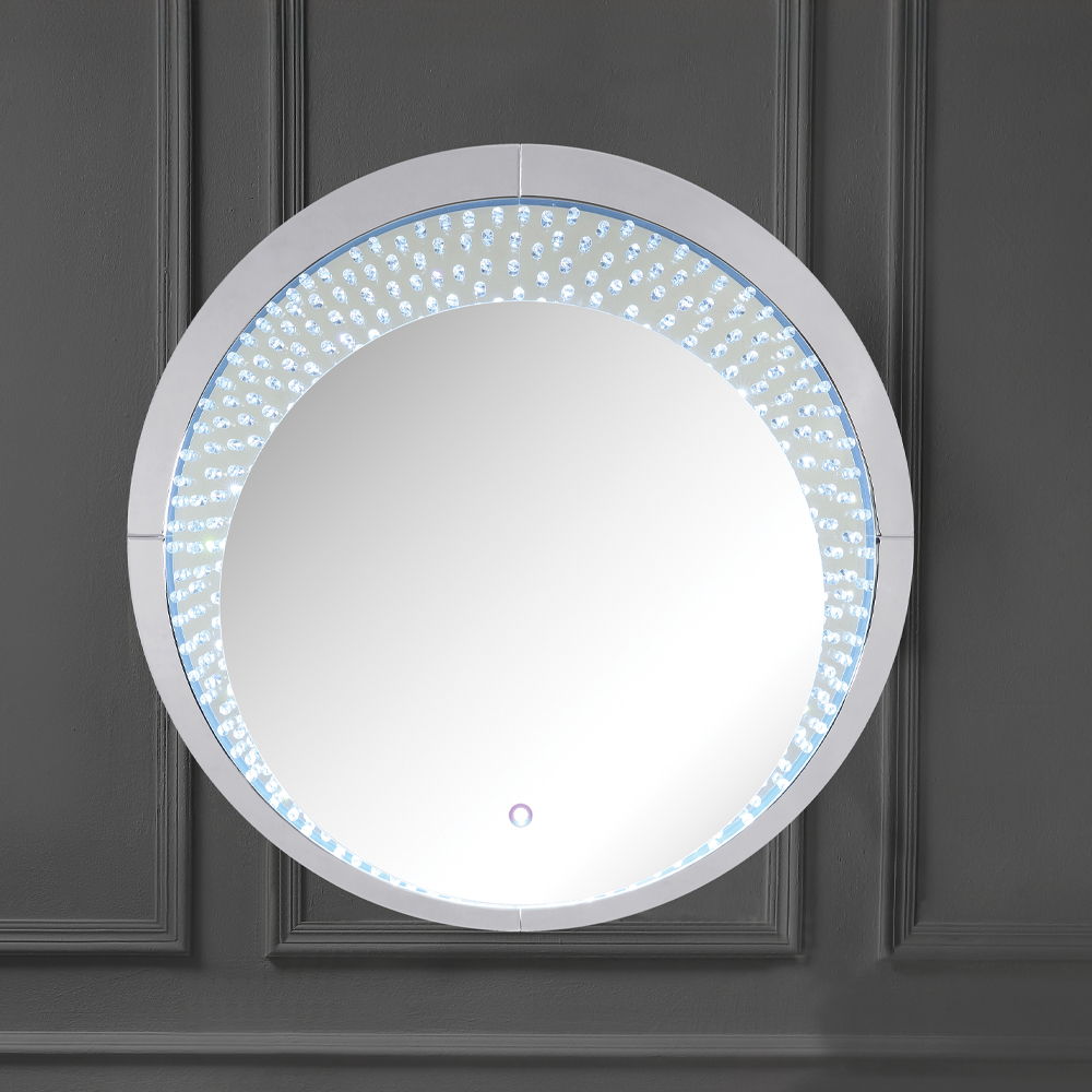 Nysa - 39" Accent Mirror With LED - Mirrored & Faux Crystals