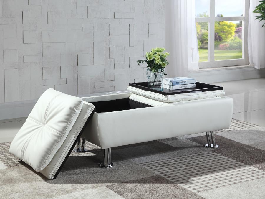 Dilleston White Storage Ottoman - MyWaynesHome #