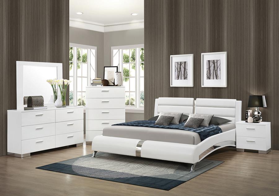 Jeremaine White Eastern King Bed 4 Pc Set - MyWaynesHome #