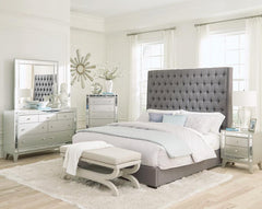 Camille Silver California King Bed 4 Pc Set - MyWaynesHome #