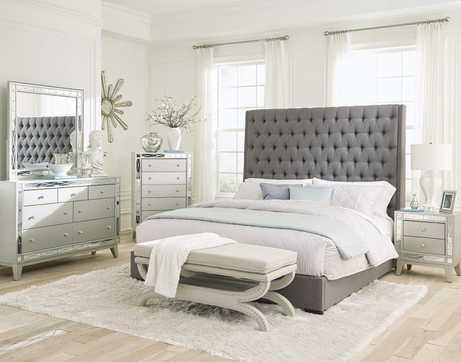 Camille Silver Queen Bed 4 Pc Set - MyWaynesHome #