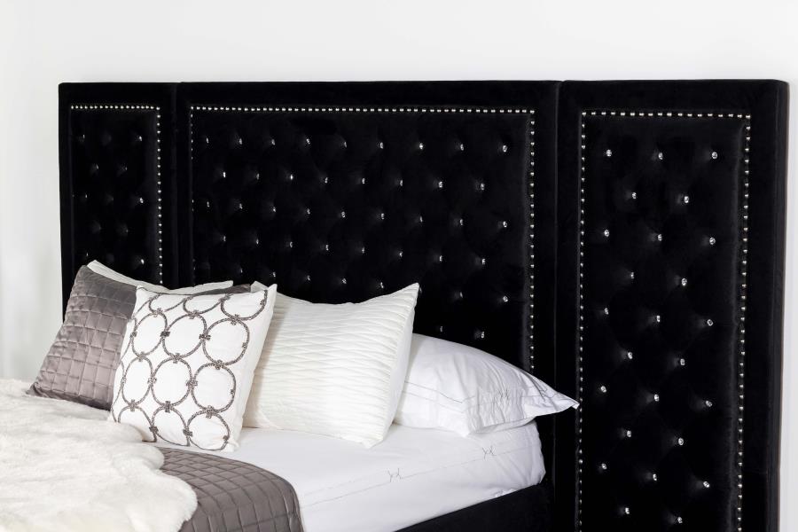 Hailey Black Eastern King Bed W/ Wing Panel - MyWaynesHome #