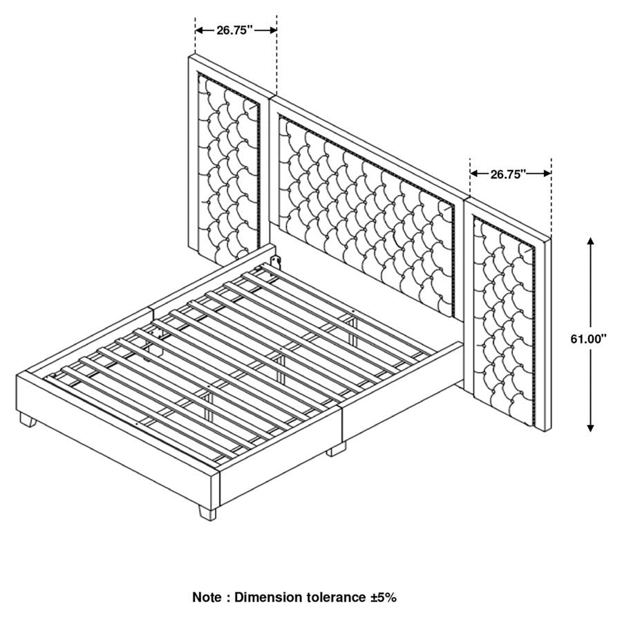 Hailey Black Eastern King Bed W/ Wing Panel - MyWaynesHome #