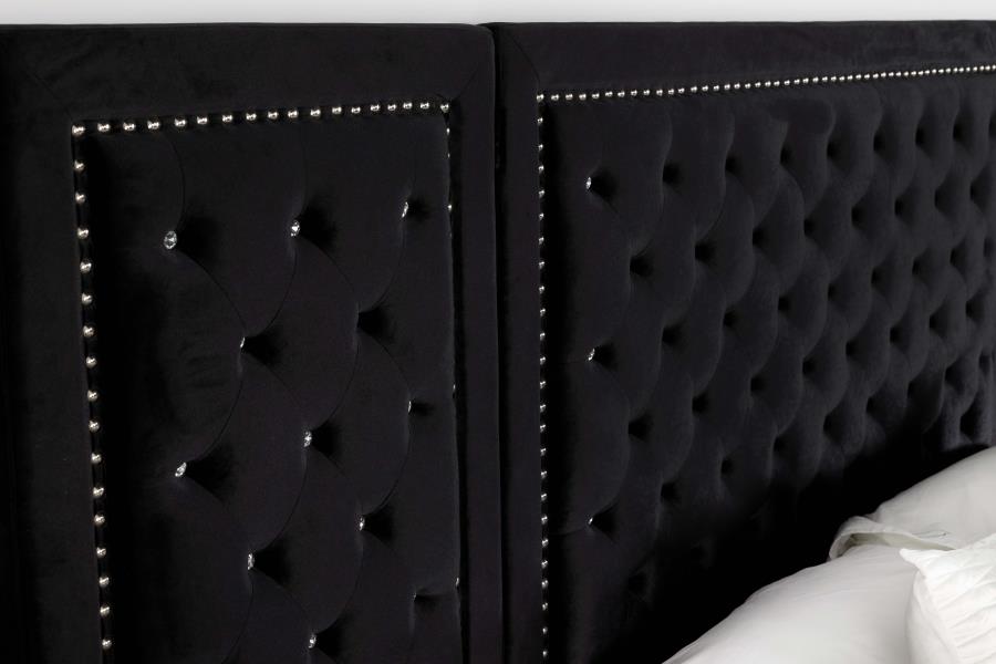 Hailey Black Queen Bed W/ Wing Panel - MyWaynesHome #