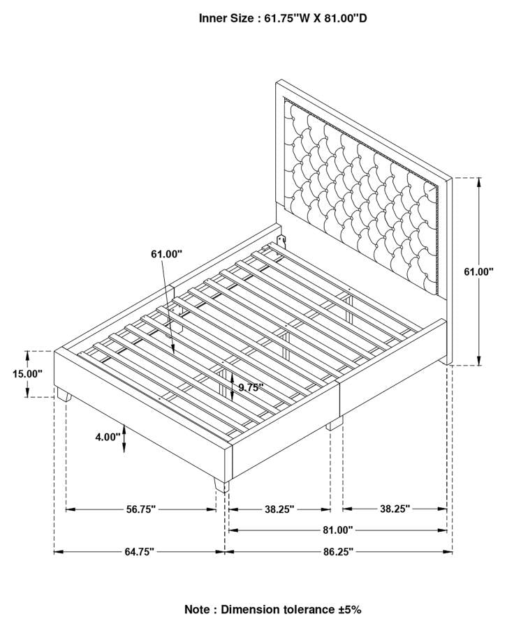 Hailey Black Queen Bed W/ Wing Panel - MyWaynesHome #