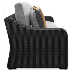 Beachcroft - 2-Piece Outdoor Loveseat with Cushion - Black / Light Gray