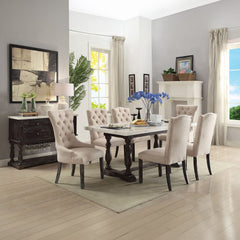 Gerardo - Side Chair (Set of 2) - Beige Linen & Weathered Espresso