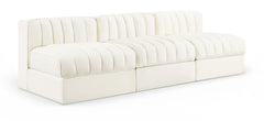 Rummi - Velvet Performance Fabric Upholstered 3 Piece Modular Armless Sofa
