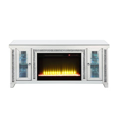 Noralie - TV Stand With Fireplace & LED - Mirrored & Faux Diamonds