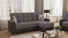 Ottomanson Armada - Upholstered Convertible Chaise Lounge With Storage - Gray/Black PU Polyester