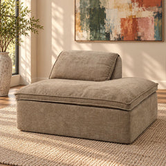 Almano - Modular Right Facing Chaise - Light Brown Chenille