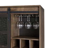 Treju - Wine Cabinet - Obscure Glass, Rustic Oak & Black