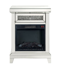 Noralie - 24" Fireplace - Mirrored & Faux Diamonds