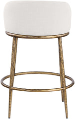 Ferro - Linen Textured Performance Fabric Upholstered Counter Stool - Cream / Brushed Gold