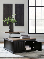 Rylandyn - Lift Top Cocktail Table - Black / Light Brown