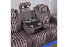 U8000 - 2 Piece Living Room Set (Power Console Reclining Loveseat, Power Reclining Sofa With Power Headrest) - Brown