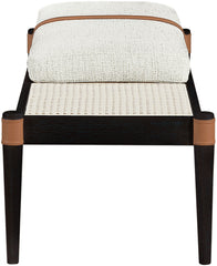 Nara - Linen Textured Fabric Upholstered Bench - Painted Black