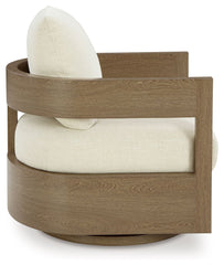 Serene Bay - Swivel Glider Chair With Cushion - Dark Brown / White