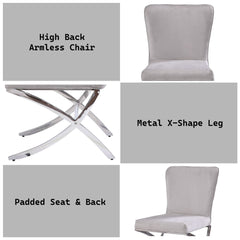 Daire - Side Chair (Set of 2) - Light Gray Velvet & Chrome