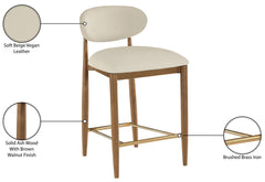 Riccio - Stool - Walnut And Gold Frame