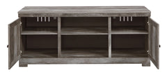 Wynnlow - 63" TV Stand With Glass/Stone Fireplace Insert - Gray