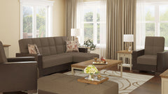 Ottomanson Armada - Upholstered Convertible Chaise Lounge With Storage - Brown PU Polyester