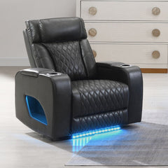 Taddeo - Power Motion Recliner With Power Headrest, USB, Wireless Charger & LED - Dark Gray
