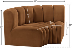 Arc - Velvet 2 Piece Modular Sofa - Saddle