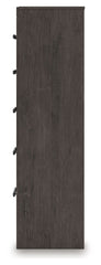 Prendonea - Five Drawer Chest - Charcoal
