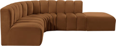 Arc - Velvet 5 Piece Corner Modular Sofa - Saddle