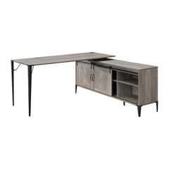 Zakawani - Writing Desk With A Cabinet - Gray Oak / Black