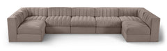 Rummi - Velvet Performance Fabric Upholstered 7 Piece Modular Sectional (With 2 Corner Chairs)
