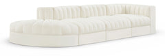 Rummi - Velvet Performance Fabric Upholstered 4 Piece Modular Sectional With Reverse Corner Chair