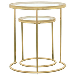 Maylin - 2 Piece Round Glass Top Nesting Table Set - Gold