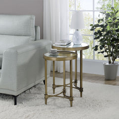 Aditya - Nesting Table - Mirrored & Antique Brass