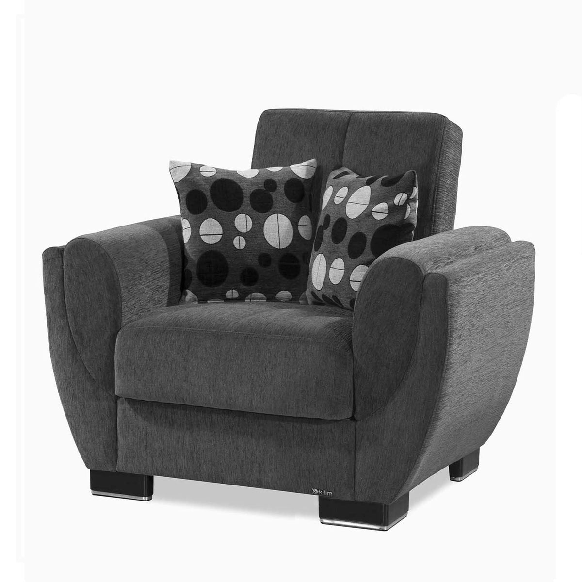 Ottomanson Armada Air - Upholstered Convertible Armchair With Storage - Gray Chenille