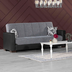 Ottomanson Armada - Upholstered Convertible Sofabed With Storage - Gray/Black PU Polyester