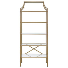Serena - 5-Shelf Glass Bookshelf - Gold