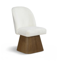 Marlowe - Linen Textured Fabric Upholstered Swivel Dining Side Chair - Stained Brown