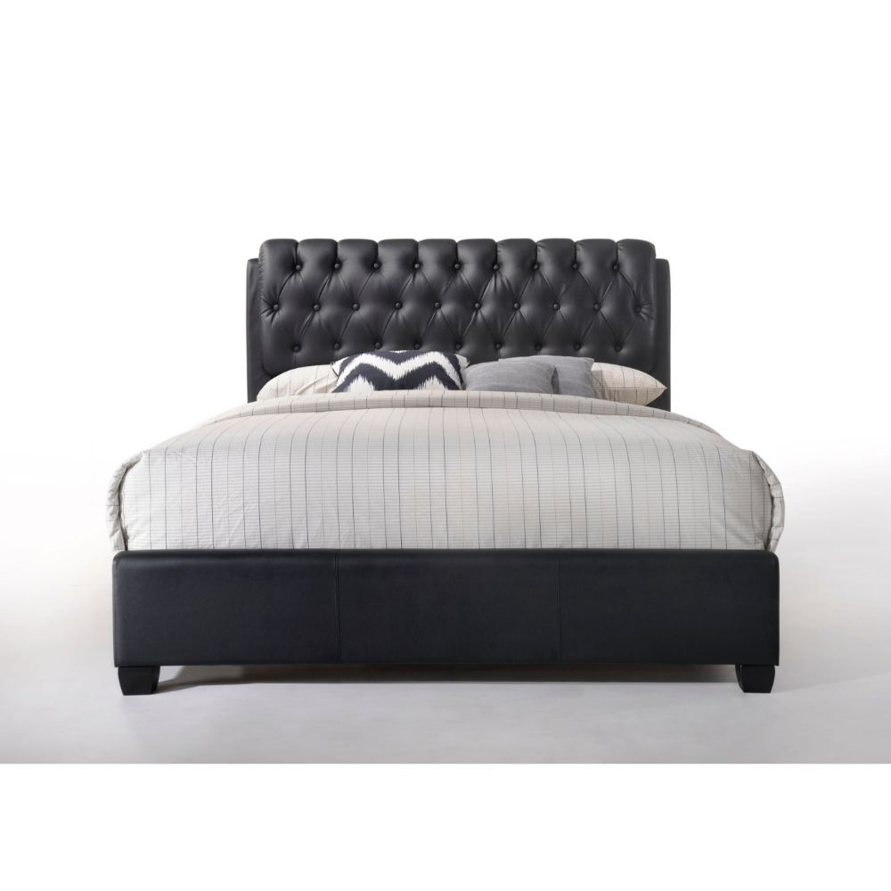 Ireland II - Eastern King Bed - Black Synthetic Leather