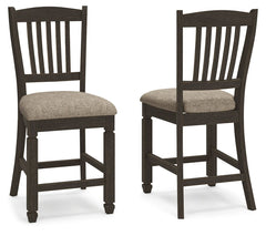Tyler Creek - Upholstered Barstool (Set of 2) - Black / Grayish Brown