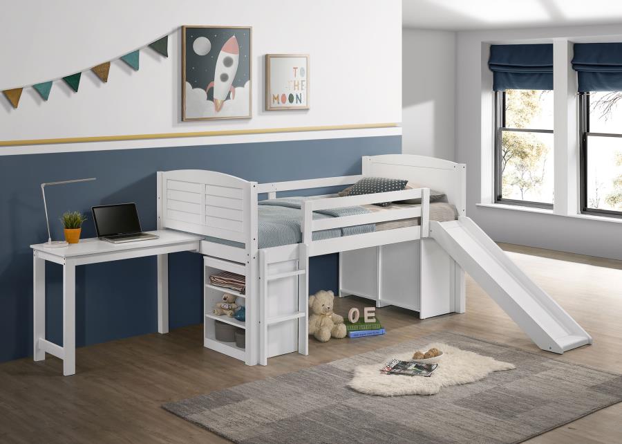 Millie White Twin Workstation Loft Bed - MyWaynesHome #