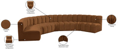 Arc - Velvet 7 Piece U-Shaped Modular Sofa - Saddle
