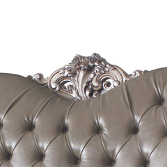 Dresden - Loveseat With 3 Pillows - Synthetic Leather & Vintage Bone White